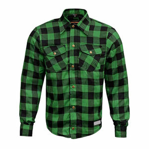 Custom Casual Biker Safety <b>Shirt</b> Green Black Plaid <b>Lumberjack</b> with Removable CE Armor Flame-Retardant <b>Mens</b> Riding Comfort - Product Image 4