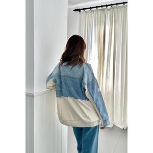 Veste en jean bleue avec bordure en tricot - Bleu - Product Image 6