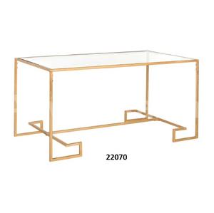 Table basse ronde en métal avec bord argenté brillant - Product Image 4