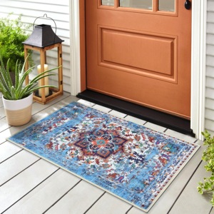 Alfombra Adiva Tejida, Lavable a Máquina, de Pelo Corto, con Base Antideslizante, Diseño Geométrico Liso para Sala de Estar, Dormitorio, Baño - Product Image 3