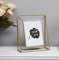Cadre photo mural vertical en fer artisanal indien durable avec verre transparent, décoration moderne pour la maison dorée