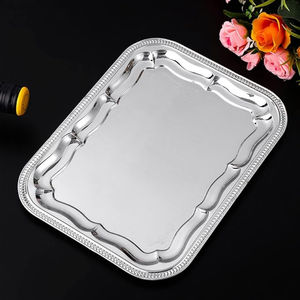 Plateau de service alimentaire de taille personnalisée de forme rectangulaire plateau en acier inoxydable décor à la maison vintage vaisselle plateau de service alimentaire - Product Image 2
