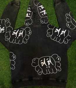 Sweat-shirts unisexes d'hiver à fermeture éclair en spandex/coton polaire, personnalisés en gros, avec motif imprimé, service OEM, coupe ample, style streetwear - Product Image 3