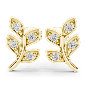 Boucles d'oreilles en forme de feuille avec diamant CVD 0,28 ct VVS-VS EF, or 18 carats, 14 carats, 10 carats et argent 925, options moissanite, or rose, or jaune, or blanc - Product Image 1