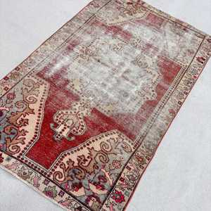 พรมตุรกีวินเทจ ขนาด 4.2x6.9 ฟุต สีแดงลายนามธรรม - Product Image 2