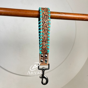 Wholesale Custom 2025 Genuine Tooled Leather Vintage Floral Design Traffic <b>Padded</b> Handle Dog Lead for Training Control Dog Leash - Product Image 1