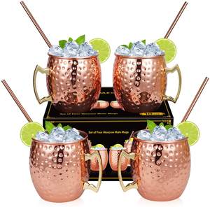 King international Moscow Mule Tasse en cuivre Tasse à boire en cuivre plaqué cuivre Tasse en acier inoxydable Tasse à boire de bière avec poignée - Product Image 2