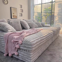 YY11 #   Canapé modulaire moderne à trois places avec rembourrage en éponge et tissu en velours côtelé pour salon