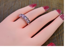 Turmalina Rosa 925 Plata de Ley cinco piedras preciosas naturales anillo de joyería elegante para mujer - Product Image 4