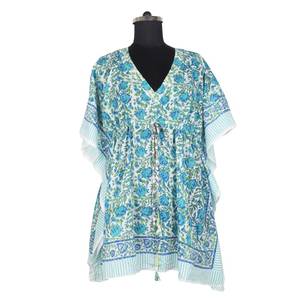 2025 nouveau fait doux Style robe marocaine caftan court à vendre Anokhi Caftan Maxi robe Floral bloc imprimer vêtements de détente Anokhi - Product Image 4