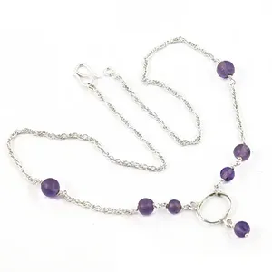Collier en argent 925 avec perles d'améthyste pour femmes |   Bijoux en pierres précieuses |   Plaqué or |   Or rose - Product Image 3