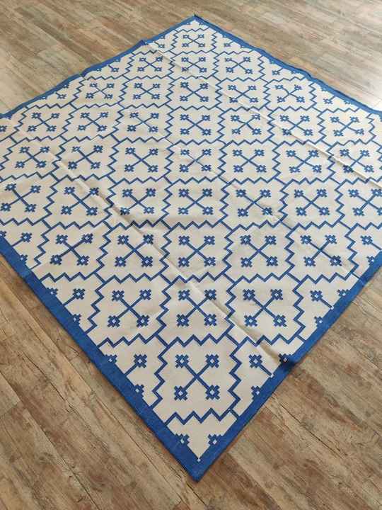 Handwoven Blue and White Flat Weave Cotton Rug for Drawing Room Indoor Use Online in India-Etsy
