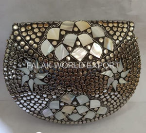 Falak กระเป๋าถือคลัทช์โลหะหรูหราส่งออกทั่วโลกสำหรับผู้หญิงกระเป๋าเงินแฟชั่นคุณภาพสูงมีซิปปิดสำหรับงานปาร์ตี้งานอีเว้นท์ - Product Image 5