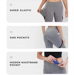 Leggings de yoga en coton de haute qualité pour femmes pantalon de course d'entraînement de gymnastique en maille sans couture personnalisable avec poches d'impression numérique - Product Image 2