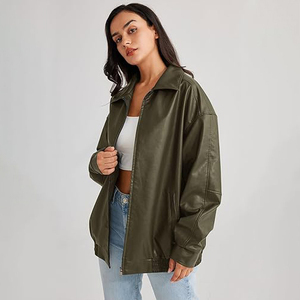 Veste de moto en cuir vintage surdimensionnée pour femmes en gros à vendre Disponible dans toutes les couleurs - Product Image 2