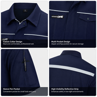 Ensemble uniforme de travail industriel personnalisé OEM, veste de technicien respirante à manches courtes et pantalon cargo pour l'entretien en usine
