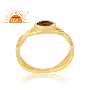 แหวนอัญมณีรมควันธรรมชาติชุบทอง18K 925เงินสเตอร์ลิงเครื่องประดับแบบละเอียด - Product Image 1