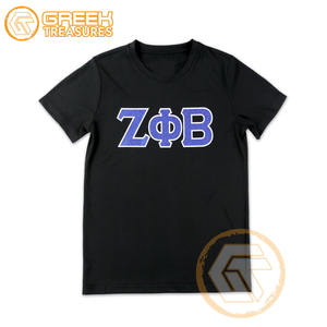เสื้อยืดผ้าฝ้ายคุณภาพสูง Zeta Phi Beta แบบขายส่งสั่งทำได้ เสื้อผ้าสตรีสำหรับชมรมนักศึกษา ระบายอากาศได้ดี ปักลายสั้น - Product Image 1