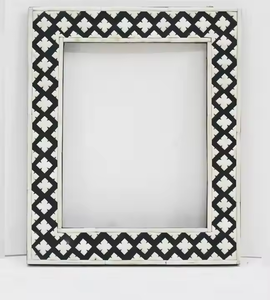 Cadre de miroir incrusté d'os fabriqué à la main avec incrustation de nacre pour décoration murale pour la maison, hôtel ou restaurant par l'artisanat du croissant - Product Image 3