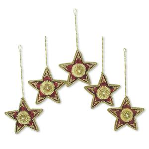 Juego de adornos navideños con cuentas de oro hechos a mano, únicos y creativos, decoración colgante de estrella con Cruz de corazón para vacaciones, árbol de vacaciones - Product Image 2