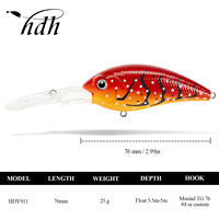 Leurre Artificiel Flottant WEIHAI 76mm 25g en Plastique ABS Dur avec Hameçon – Leurre Crankbait pour la Pêche