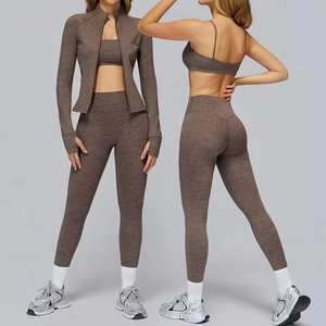 Conjunto Deportivo de Yoga de 3 Piezas para Mujer, Talla Grande, Sólido, Sin Mangas, Sujetador Deportivo, Cintura Elástica, Ropa Deportiva de Cintura Alta - Product Image 6