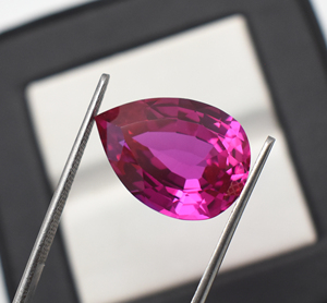 Zafiro rosa de laboratorio de 18X13mm, 15,55 quilates, piedra preciosa facetada suelta cortada en Pera, corindón hecho por el hombre, Gema rosa - Product Image 5