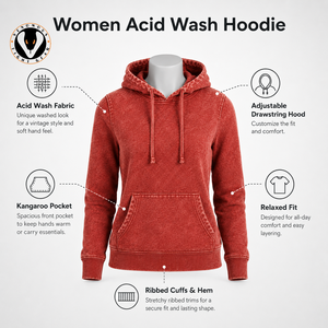 Sweat à capuche pour femme effet délavé vintage, tissu confortable et coupe décontractée pour la mode quotidienne et le streetwear urbain - Product Image 6