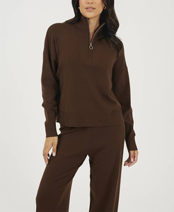 Conjunto Deportivo de Mujer, Ajustado, de Poliéster, para Correr, Color Único, Invierno, Sudadera con Media Cremallera, Ropa Deportiva - Product Image 2