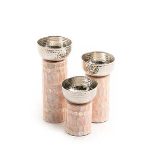 Nácar blanco Último diseño Madre de perla Incrustaciones Tealight Bakhoor Juego de 2 portavelas hecho a mano en precio al por mayor - Product Image 3