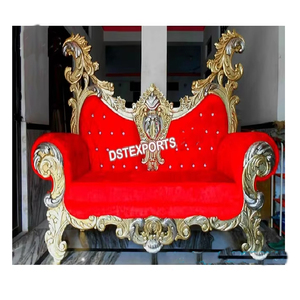 Sofá italiano moderno para boda Love Seat para escenario, madera tratada, tamaño personalizado, oro blanco, diseño islámico - Product Image 2