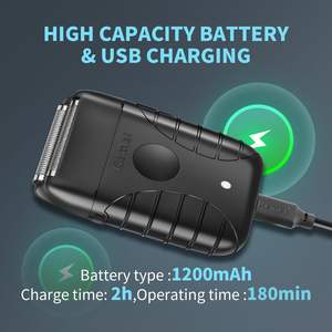 Rasoir électrique sans fil rechargeable par USB pour hommes, longue autonomie avec double lame rotative, idéal pour les voyages en camping-car - Product Image 4
