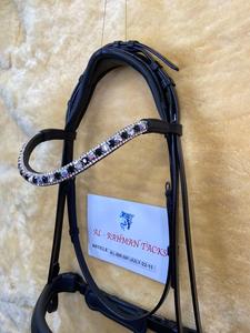 Bride anatomique de qualité supérieure pour chevaux en cuir souple entièrement rembourré avec bijoux en strass décoratifs fantaisie OEM accepté - Product Image 6