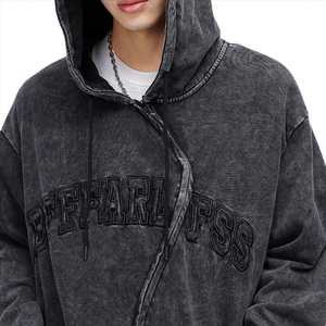 Pull-over vintage en gros 2025, séchage rapide, lavage à l'acide, 100% coton molletonné, surdimensionné, lourd, impression personnalisée, broderie, hiver - Product Image 2