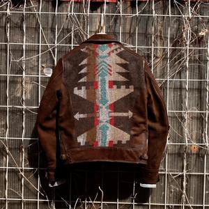 Tailo italien poli américain rétro Navajo couverture 1940s Western Denim veste en cuir véritable imperméable respirant hiver - Product Image 3