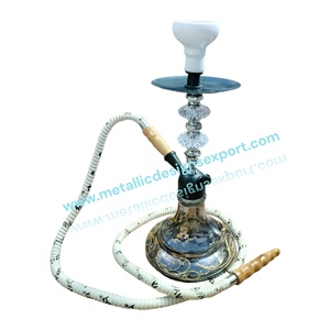 Juego de narguile dorado con base de vidrio hexagonal, cuenco de cerámica negra, manguera premium y accesorios Narguile Shisha elegante - Product Image 4