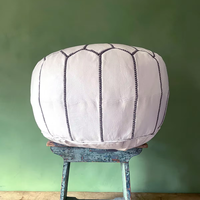 Pouf en cuir véritable marocain traditionnel fait à la main pouf amovible tabouret blanc pour salon chambre canapé tabouret