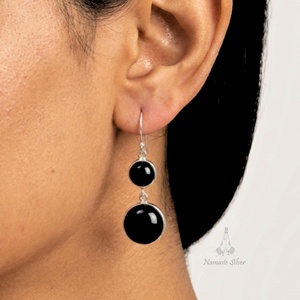 <b>Black</b> Onyx <b>Dangle</b> <b>Earrings</b> Sterling Silver Handmade Jewelry Gift - Product Image 1