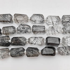 ลูกปัดรูไทล์ดำทรงนักเก็ตขนาด 10-12 มม. ลูกปัดรูไทล์ดำทรงนักเก็ตเจียระไนเป็นรูปทรง  ร้อยเป็นเส้นสำหรับทำเครื่องประดับแบบแฮนด์เมด จำนวน 18-20 เม็ด ความยาว 8 นิ้ว - Product Image 5