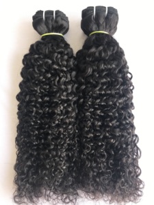 Exportation en gros fournisseur indien Temple indien Remy Virgin 20 ''Kinky Curly Bundles Extensions Single Drawn Hairr Machine Trame - Product Image 4