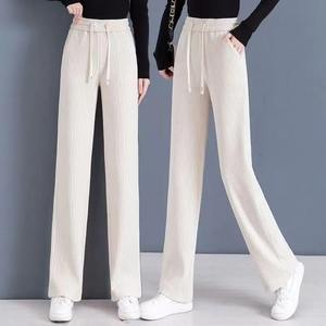 Pantalones de moda elegantes para primavera y otoño, pantalones de pierna recta informales holgados que combinan con todo, pantalones de pierna ancha sólidos de cintura alta - Product Image 6