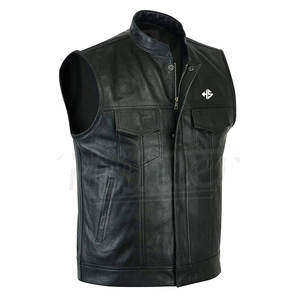 Gilet en cuir de vachette classique sans manches pour hommes Cowboy Hip Hop tendance classique Gilet en cuir de vachette véritable - Product Image 3
