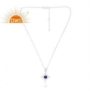 Latest Selling 925 <b>Sterling</b> <b>Silver</b> Natural Lapis Gemstone Pendant Necklace Custom Jewelry <b>For</b> <b>Women</b> Gift <b>For</b> Her - Product Image 1