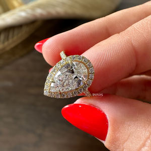 Magnifique bague halo en diamant de laboratoire taille poire, certifiée IGI, bijoux de luxe pour femmes, élégant cadeau de fiançailles ou de mariage - Product Image 4