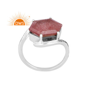 Anillo de declaración de piedras preciosas de cuarzo de fresa Natural de plata de ley oxidada más vendido, joyería personalizada para mujer, regalo para ella - Product Image 1