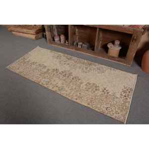 Vintage Large Area 3 X 6.7ft Turkish Rug Beige <b>Brown</b> Classic Rectangle Abstract Pattern <b>Wool</b> Latex for Hallway Room Decor - Product Image 3