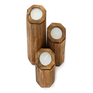 เชิงเทียนไม้เชิงเทียนตกแต่งบ้านเชิงเทียนแบบธรรมชาติ - Product Image 3