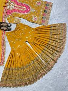 Tela de Alta Calidad para Vestidos de Fiesta y Boda, con Bordado de Lentejuelas de 5mm, Georgette Sintética de Secado Rápido, Mangas Largas, Latkan Dori - Product Image 4