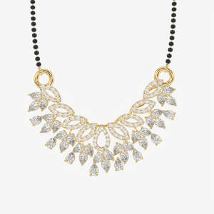 Mangalsutra de Plata de Ley para Mujer con Diamantes de Moissanita Redondos y en Forma de Pera, Joyería Cultural Coleccionable - Product Image 1