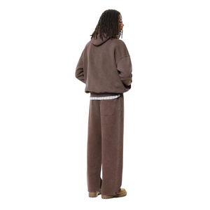 2026 WholesaleOEM Custom Logo Printed Hooded Men's Acid Wash Polyester/Cotton Fleece Hoodie Winter Tracksuit Plus Size Jogger - Product Image 2